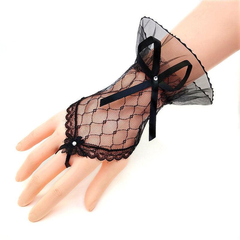 Bowknot Short Lace Fingerless Bridal Gloves Wedding Party Prom Dress Accessories