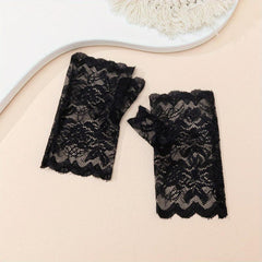 Women's Rose Lace Short Fingerless Gloves