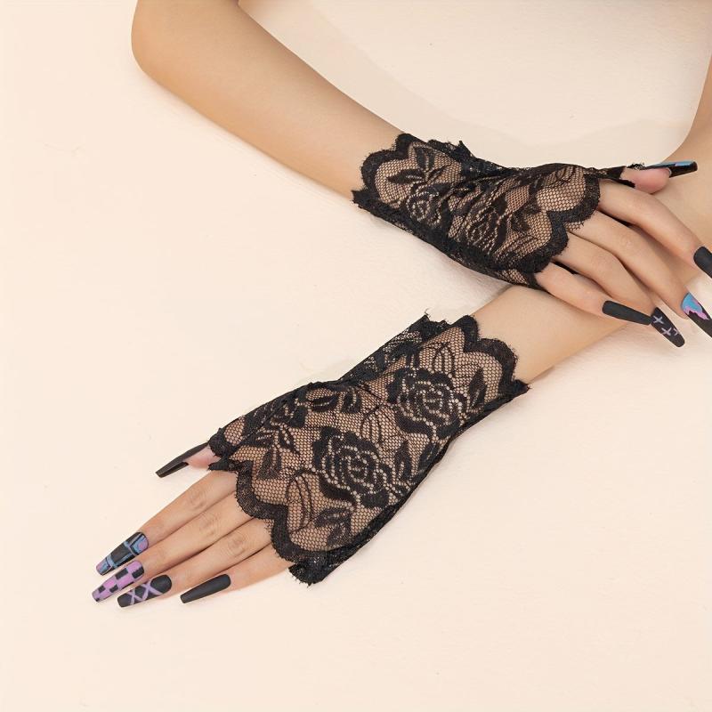 Women's Rose Lace Short Fingerless Gloves