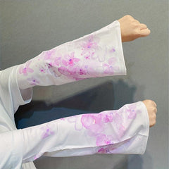 Sunproof Ice Sleeves Tie Dye Print Gloves Women