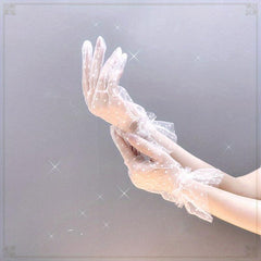 Polka Dot Ruffles Gloves French Style Short Gloves For Party Prom Wedding