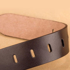Men's Leather Waist Strap Belt with Pin Buckle