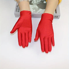 Bright Satin Solid Gloves Casual Sunscreen Driving Cycling Gloves Short