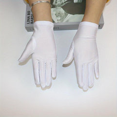 Bright Satin Solid Gloves Casual Sunscreen Driving Cycling Gloves Short
