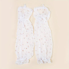 Pair Printed Extended Arm Sleeves Fingerless Gloves Summer Sunscreen