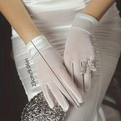 Satin Wedding Gloves Short Wrist Evening Party