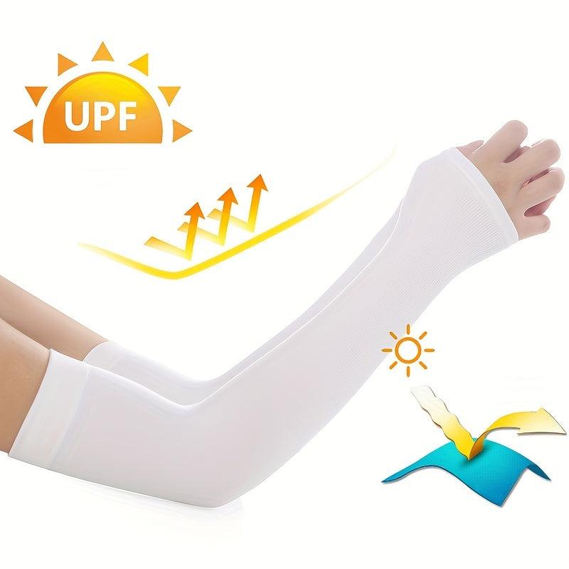 Ice Silk Sleeves Sunproof Elastic UV Protection Thin Breathable Solid Sleeves