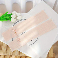 Lace Arm Sleeves Faux Pearl Decor UV Protection Women Gloves