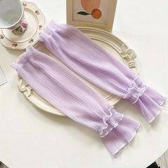 Breathable Ice Sleeves Lace Ruffles UV Protection Arm Sleeves