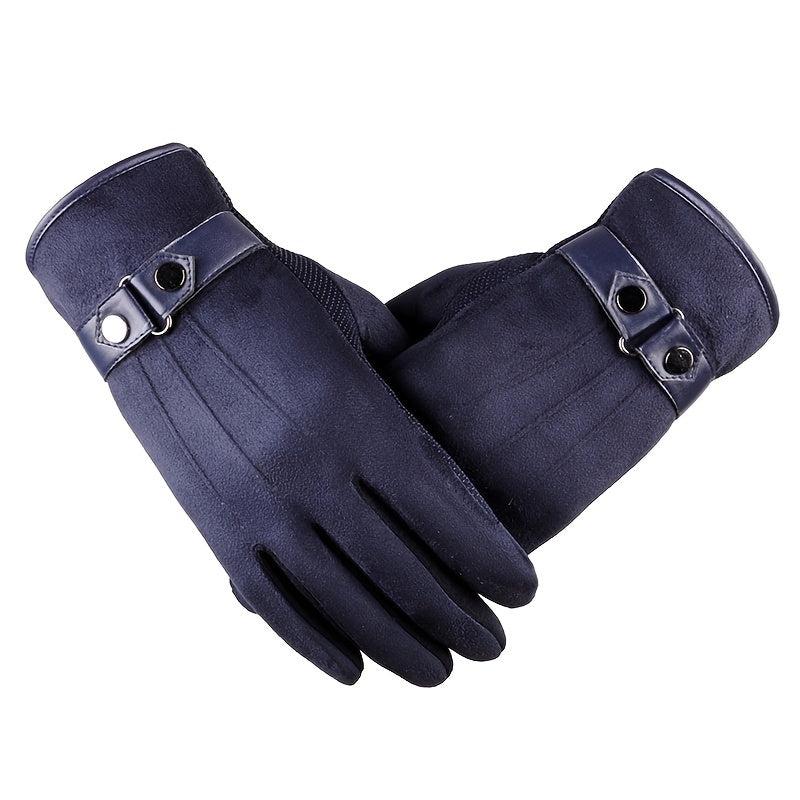 Suede Touch Screen Gloves Coldproof Thickened Warm Outdoor Cycling Driving