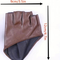Hip Hop Fingerless Gloves for Women PU Leather Halloween Party Accessories