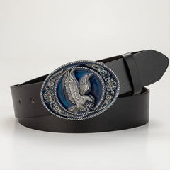 Men's Leather Bronze Eagle Buckle Belt - Gift for Boyfriend and Father