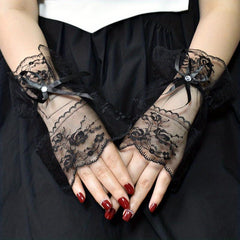 Sweet Lolita Lace Wrist Bow Gloves
