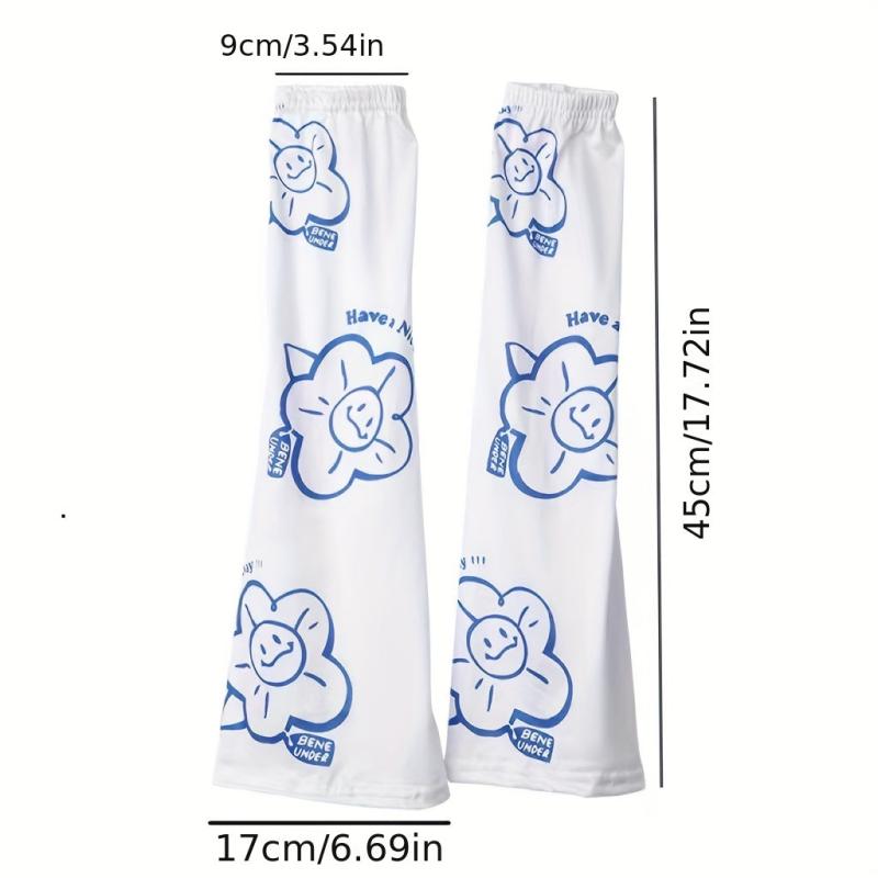 Cartoon Print Long Gloves UV Protection Sleeves Women