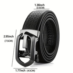Men's Cowhide Belt w/Automatic Buckle Classic Woven Pattern