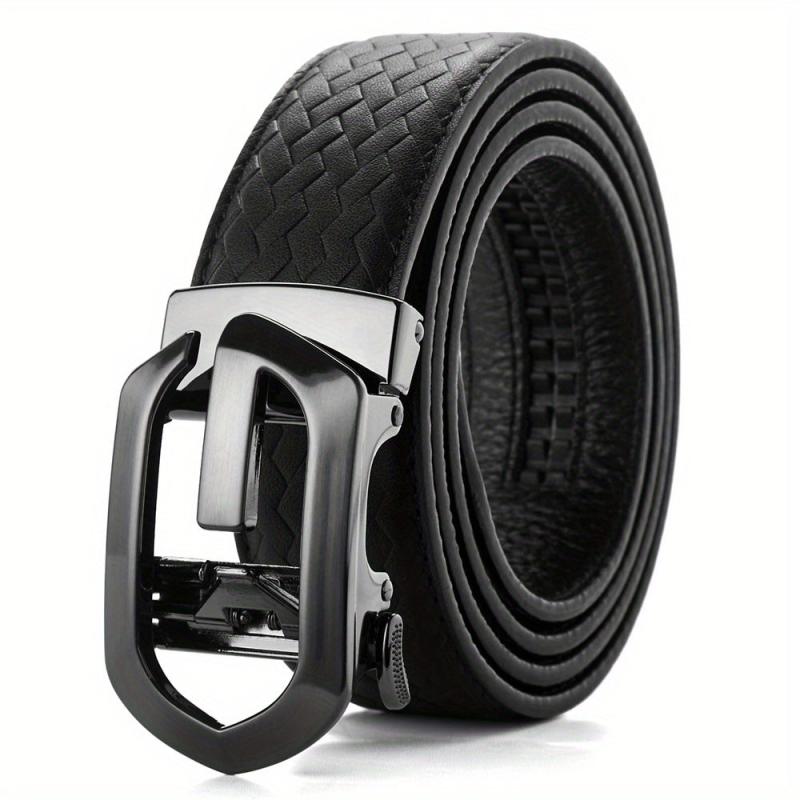 Men's Cowhide Belt w/Automatic Buckle Classic Woven Pattern