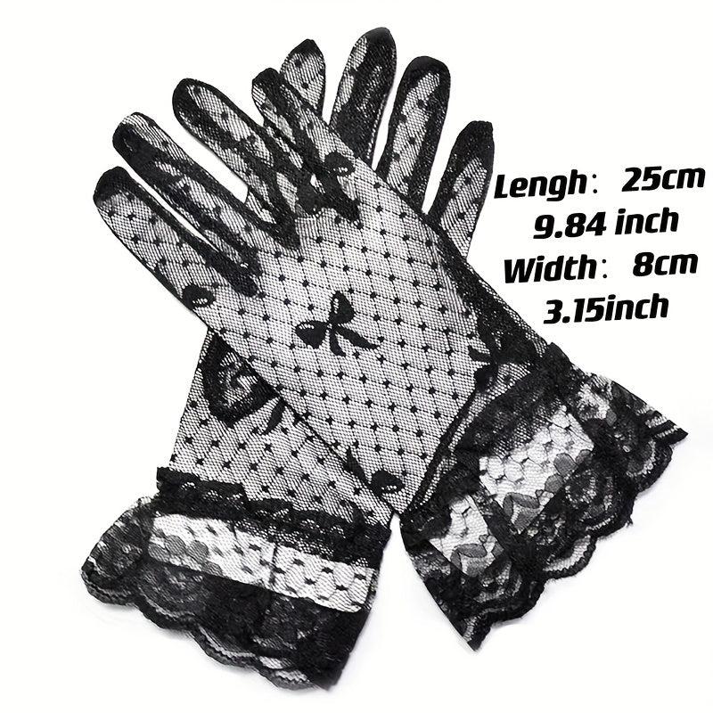 Bowknot Lace Gloves Thin Breathable Short Gloves Elastic Wedding Dress Gloves