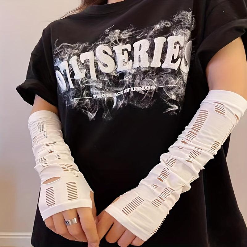 Arm Sleeve Elastic Fingerless Gloves With Thumb Hole for Outdoor