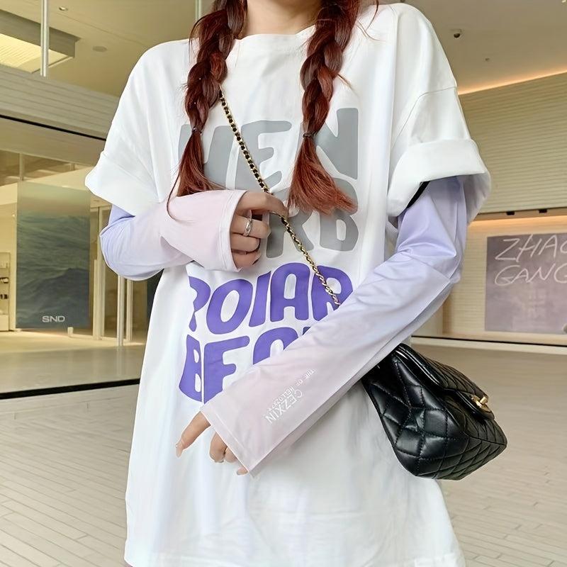 Gradient Sunscreen Sleeves Loose UV Protection Long Arm Ice Sleeves