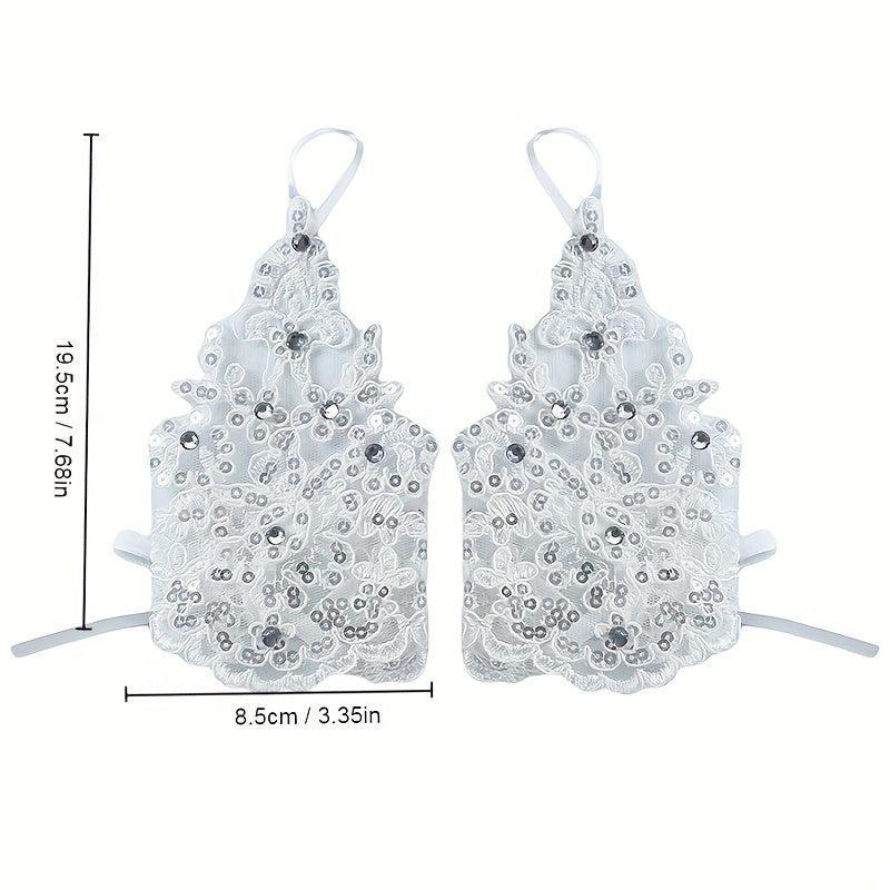 Bride Wedding Dress Gloves Sequin Decoration Hanging Finger Wrist Gloves