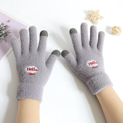 Cartoon Embroidered Winter Gloves for Women