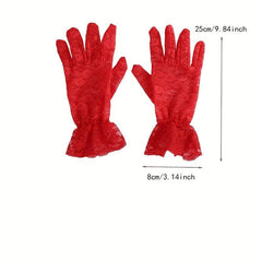 Short Lace Gloves Breathable Floral Gloves Bridal Wedding Gloves
