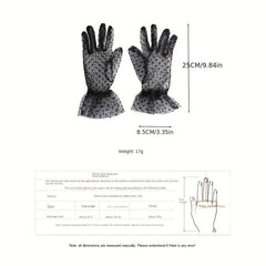 Polka Dot Lace Gloves Women Breathable Cycling Gloves Wedding Bridal