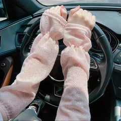 Lace Sunscreen Gloves Thin Breathable Long Sleeves for Women