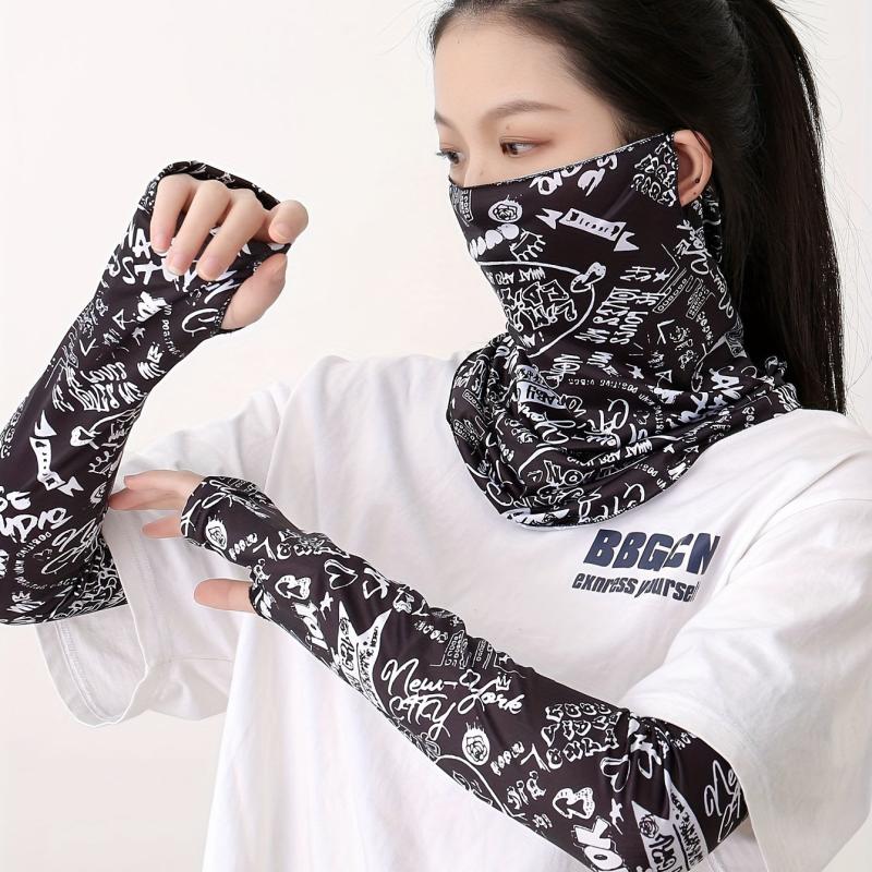 Hip Hop Graffiti Sunproof Mask and Ice Sleeves Set