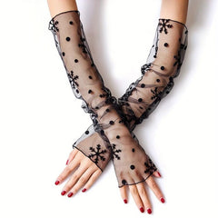 Summer Sunscreen Gloves Mesh Breathable Solid Decorative Gloves Women