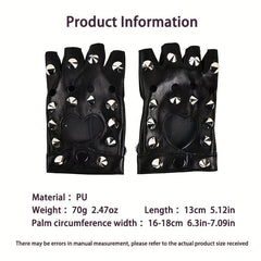 Punk Hollow Heart Gloves Rivet Half Finger Gloves