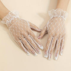 Translucent Lace Wedding Gloves Mesh Breathable Short Gloves