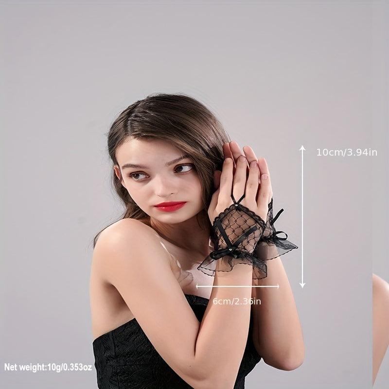 Finger Mesh Gloves Wedding Dress Bow Gloves