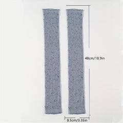 Glitter Mesh Sunscreen Long Gloves Fingerless for Women