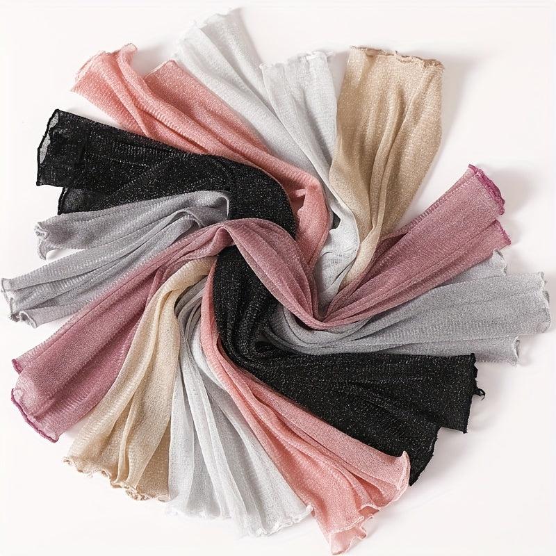 Glitter Mesh Sunscreen Long Gloves Fingerless for Women