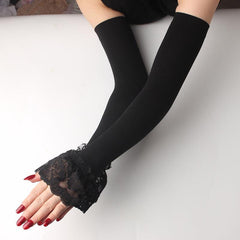Lace Sunscreen Sleeves Elastic UV Protection Gloves Women