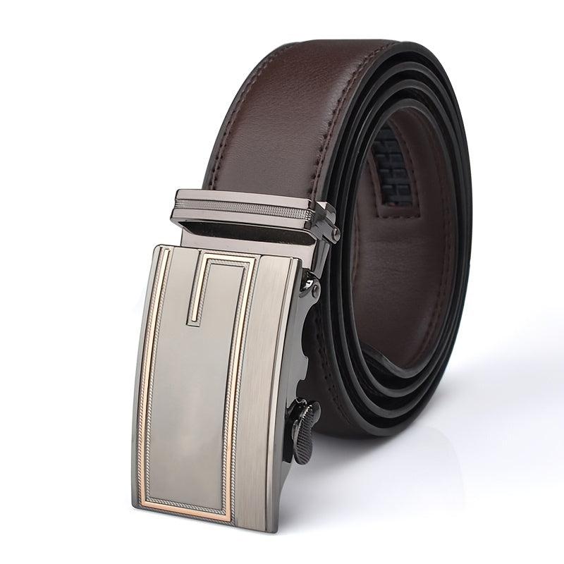 Geometric Figure Auto Buckle Men's Leather Belt