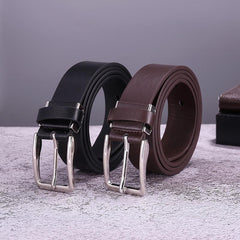 Casual Cowhide Belt with Square Pin Buckle for Men