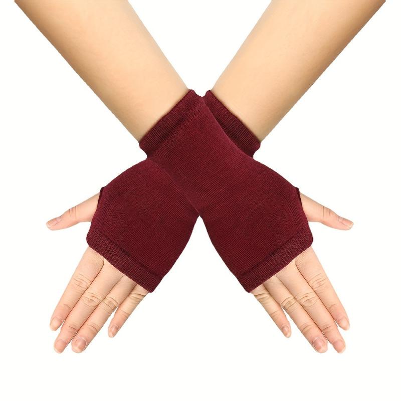 Short Elastic Gloves Unisex Knitted Half Finger Gloves Thin Breathable