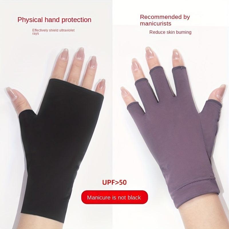 Soft Sunscreen Fingerless Gloves Elastic Casual Driving Cycling Short Ice Gloves