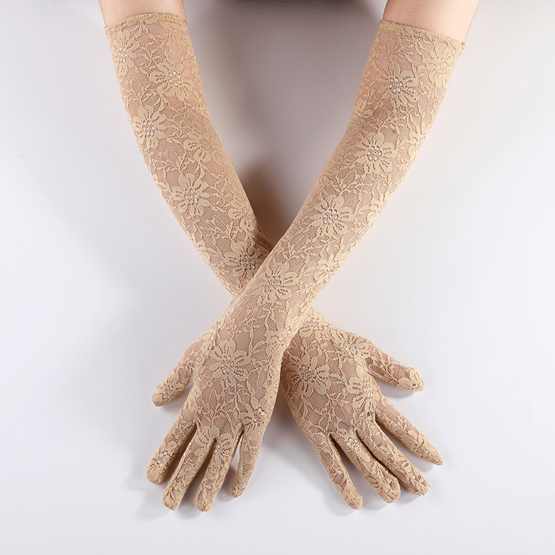 Lace Gloves Solid Floral Decorative Women's Gloves