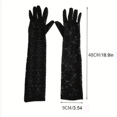 Lace Gloves Solid Floral Decorative Women's Gloves