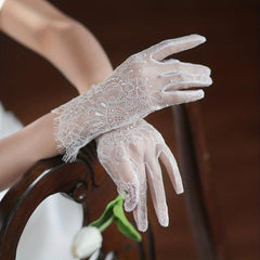 Classic Lace Gloves Floral Hollow Out Bridal Wedding Gloves
