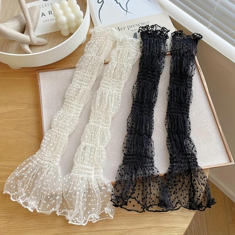 Extended Loose Gloves Polka Dot Ruffles Sunscreen Long Gloves For Women