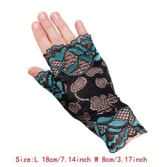 Flower Embroidery Lace Gloves for Women