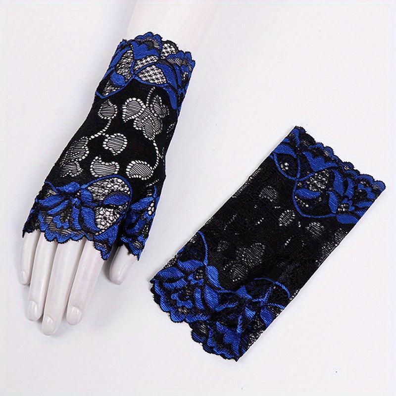 Flower Embroidery Lace Gloves for Women