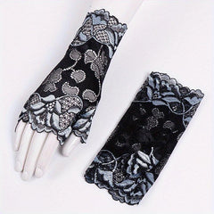 Flower Embroidery Lace Gloves for Women