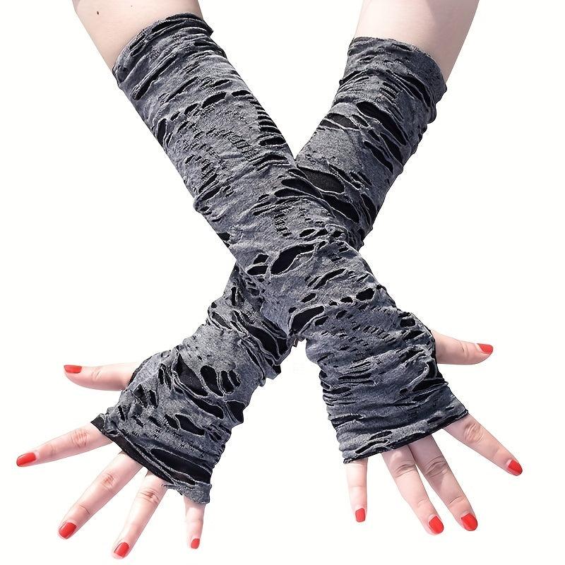 Stylish Ripped Fingerless Gloves for Party