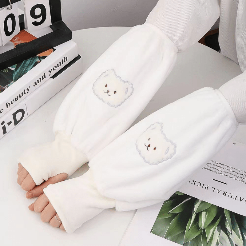 Winter Rabbit Print Long Sleeves Arm Warmer for Women Girls