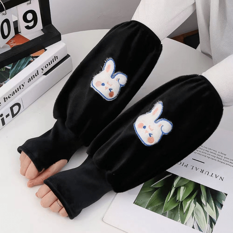 Winter Rabbit Print Long Sleeves Arm Warmer for Women Girls